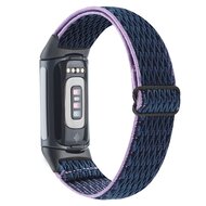 FitBit Charge 5 &amp; 6 Elastisches Solo-Schleifen-Nylonband - Dunkelblau mit Lila