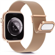 Milanaise Band - Champagner / Ros&eacute;gold - Extra starker Magnet - Geeignet f&uuml;r Apple Watch 44mm / 45mm / 46mm / 49mm