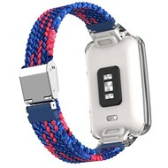 Geflochtenes Nylonband mit H&uuml;lle - Blau mit Rot - Xiaomi Smart band 7 Pro