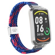 Geflochtenes Nylonband mit H&uuml;lle - Blau mit Rot - Xiaomi Smart band 7 Pro