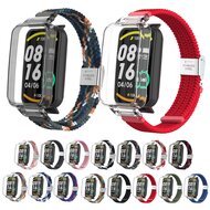 Geflochtenes Nylonband mit H&uuml;lle - Blau mit Rot - Xiaomi Smart band 7 Pro