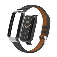 Klassisches Lederband mit H&uuml;lle - Schwarz - Xiaomi Smart band 7 Pro
