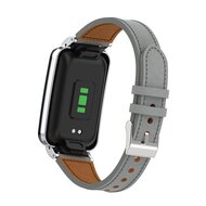Klassisches Lederband mit H&uuml;lle - Grau - Xiaomi Smart band 7 Pro