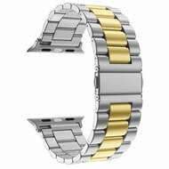 Stahlgliederarmband - Silber mit Gold - Geeignet f&uuml;r Apple Watch 38mm / 40mm / 41mm / 42mm