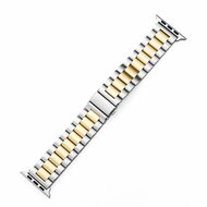 Stahlgliederarmband - Silber mit Gold - Geeignet f&uuml;r Apple Watch 38mm / 40mm / 41mm / 42mm