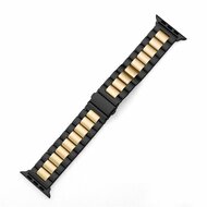 Stahlgliederarmband - Schwarz mit Gold - Geeignet f&uuml;r Apple Watch 38mm / 40mm / 41mm / 42mm