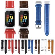 Fitbit Charge 5 &amp; 6 Band - Echtes Leder - Bordeaux