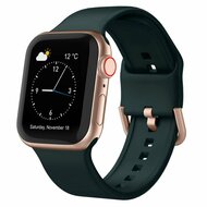 Weiches Silikonarmband mit Schnallenverschluss - Dunkelgr&uuml;n - Geeignet f&uuml;r Apple Watch 44mm / 45mm / 49mm
