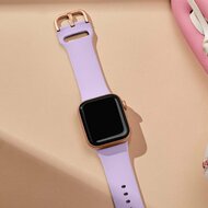 Weiches Silikonarmband mit Schnallenverschluss - Lavendel - Geeignet f&uuml;r Apple Watch 44mm / 45mm / 49mm