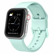 Weiches Silikonarmband mit Schnallenverschluss - Mintgr&uuml;n - Geeignet f&uuml;r Apple Watch 44mm / 45mm / 49mm