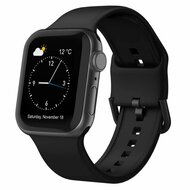 Weiches Silikonarmband mit Schnallenverschluss - Schwarz - Geeignet f&uuml;r Apple Watch 44mm / 45mm / 49mm