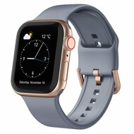 Weiches Silikonarmband mit Schnallenverschluss - Blaugrau - Geeignet f&uuml;r Apple Watch 44mm / 45mm / 49mm