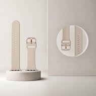 Weiches Silikonarmband mit Schnallenverschluss - Cappuccino - Geeignet f&uuml;r Apple Watch 44mm / 45mm / 49mm