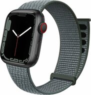 Nylon Sport Looparmband - Grau-Gr&uuml;n - Extra starker Klettverschluss - Geeignet f&uuml;r Apple Watch 38mm / 40mm / 41mm