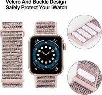 Nylon Sport Looparmband - Sandrosa - Extra starker Klettverschluss - Geeignet f&uuml;r Apple Watch 38mm / 40mm / 41mm