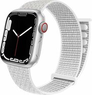 Nylon Sport Looparmband - Wei&szlig; - Extra starker Klettverschluss - Geeignet f&uuml;r Apple Watch 44mm / 45mm / 46mm / 49mm