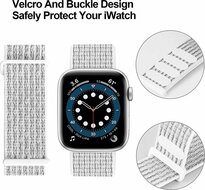 Nylon Sport Looparmband - Wei&szlig; - Extra starker Klettverschluss - Geeignet f&uuml;r Apple Watch 44mm / 45mm / 46mm / 49mm