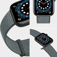 Nylon Sport Looparmband - Grau-gr&uuml;n - Extra starker Klettverschluss - Geeignet f&uuml;r Apple Watch 44mm / 45mm / 46mm / 49mm