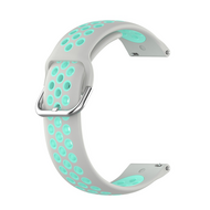 Silikon-Sportarmband mit Schnalle - Grau + T&uuml;rkis - Samsung Galaxy Watch 7 - 40mm / 44mm &amp; Watch FE