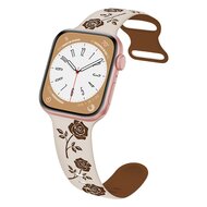 Silikonarmband mit Rosen - Starlight / Braun - Passend f&uuml;r Apple Watch 44mm / 45mm / 46mm / 49mm