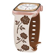 Silikonarmband mit Rosen - Starlight / Braun - Passend f&uuml;r Apple Watch 44mm / 45mm / 46mm / 49mm