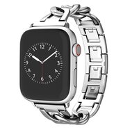 Schnellverschluss-Kettenarmband aus Metall - Silber - Geeignet f&uuml;r Apple Watch 44mm / 45mm / 46mm / 49mm