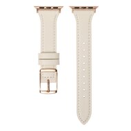 Lederarmband - Cremewei&szlig; - Geeignet f&uuml;r Apple Watch 38mm / 40mm / 41mm / 42mm