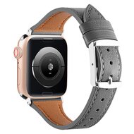 Lederarmband - Grau - Geeignet f&uuml;r Apple Watch 38mm / 40mm / 41mm / 42mm