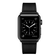Lederarmband - Schwarz - Geeignet f&uuml;r Apple Watch 38mm / 40mm / 41mm / 42mm