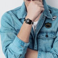 Edelstahl Slim Fit Armband - Schwarz - Geeignet f&uuml;r Apple Watch 38mm / 40mm / 41mm / 42mm