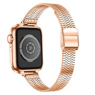 Edelstahl Slim Fit Armband - Champagner Gold - Geeignet f&uuml;r Apple Watch 44mm / 45mm / 46mm / 49mm