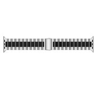 Stahlgliederarmband - Silber mit Schwarz - Passend f&uuml;r Apple Watch 44mm / 45mm / 46mm / 49mm