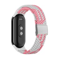 Geflochtenes Nylonband - Rosa mit Wei&szlig; - Xiaomi Smart Band 8 &amp; 9