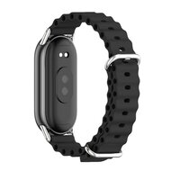 Ocean Silikonband - Schwarz mit silbernem Anschluss - Xiaomi Smart Band 8 &amp; 9