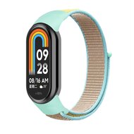 Sport Loop Nylon armband - T&uuml;rkis mit Sandfarbe - Xiaomi Smart Band 8 &amp; 9