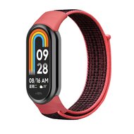 Sport Loop Nylon armband - Schwarz mit hellrot - Xiaomi Smart Band 8 &amp; 9