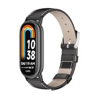 Echtes Lederband - Schwarz mit schwarzem Stecker - Xiaomi Smart Band 8 &amp; 9