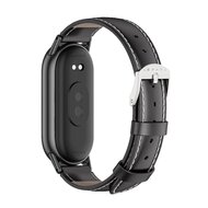 Echtes Lederband - Schwarz mit schwarzem Stecker - Xiaomi Smart Band 8 &amp; 9
