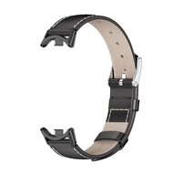 Echtes Lederband - Schwarz mit schwarzem Stecker - Xiaomi Smart Band 8 &amp; 9