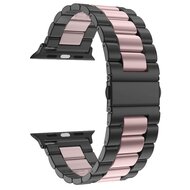Stahlgliederarmband - Schwarz mit Rosa - Passend f&uuml;r Apple Watch 44mm / 45mm / 46mm / 49mm