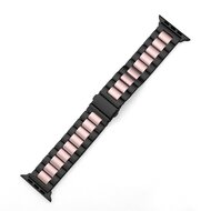 Stahlgliederarmband - Schwarz mit Rosa - Passend f&uuml;r Apple Watch 44mm / 45mm / 46mm / 49mm