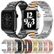 Stahlgliederarmband - Schwarz mit Gold - Geeignet f&uuml;r Apple Watch 44mm / 45mm / 46mm / 49mm