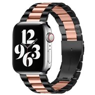 Stahlgliederarmband - Schwarz mit Ros&eacute;gold - Passend f&uuml;r Apple Watch 44mm / 45mm / 46mm / 49mm