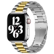 Stahlgliederarmband - Silber mit Gold - Passend f&uuml;r Apple Watch 44mm / 45mm / 46mm / 49mm