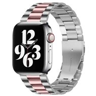 Stahlgliederarmband - Silber mit Rosa - Geeignet f&uuml;r Apple Watch 44mm / 45mm / 46mm / 49mm