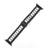 Stahlgliederband - Schwarz mit Silber - Passend f&uuml;r Apple Watch 44mm / 45mm / 46mm / 49mm