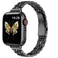 Stahlband Slim Fit - Schwarz - Geeignet f&uuml;r Apple Watch 44mm / 45mm / 46mm / 49mm