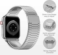 Magnetisches Stahlband - Sehr starker Magnet - Silber - Geeignet f&uuml;r Apple Watch 44mm / 45mm / 46mm / 49mm