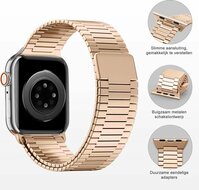 Magnetisches Stahlband - Sehr starker Magnet - Ros&eacute;gold - Geeignet f&uuml;r Apple Watch 44mm / 45mm / 46mm / 49mm