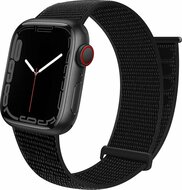 Nylon Sport Looparmband - Schwarz - Extra starker Klettverschluss - Geeignet f&uuml;r Apple Watch 44mm / 45mm / 46mm / 49mm